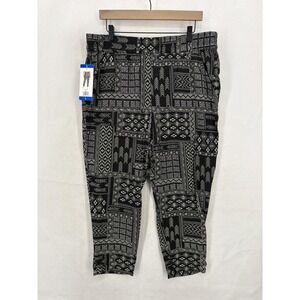 Jessica Simpson Soft Ankle Pants Womens Large Black Tribal Geometric Pull On NWT
